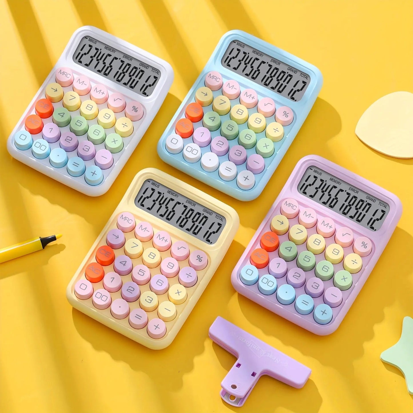 1pc Keyboard Calculator Office 12-digit Mechanical Calculator Cute Candy Color Calculator Desktop Stationery ALPENZO