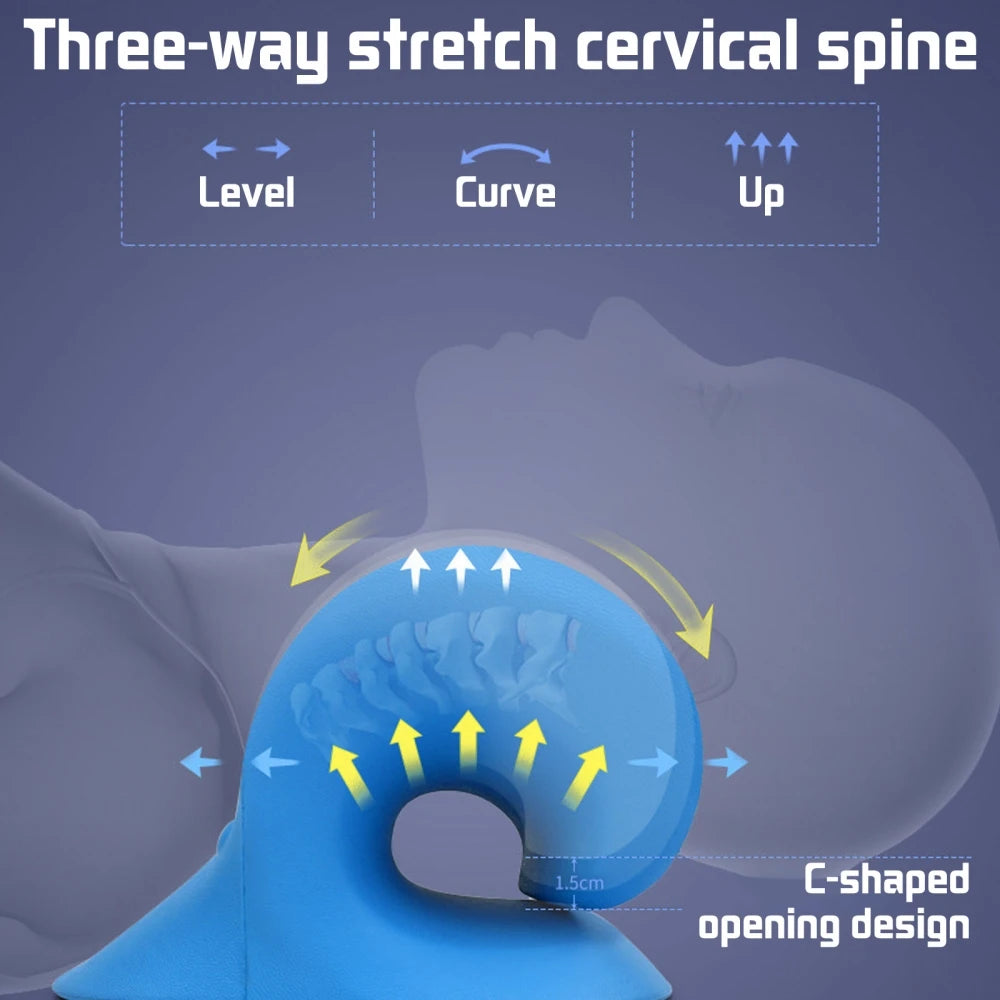 Cervical Neck Shoulder Stretcher Massage Pillow Traction Device Muscle Relaxation Relieve Pain Cervical Spine Correction - ALPENZO