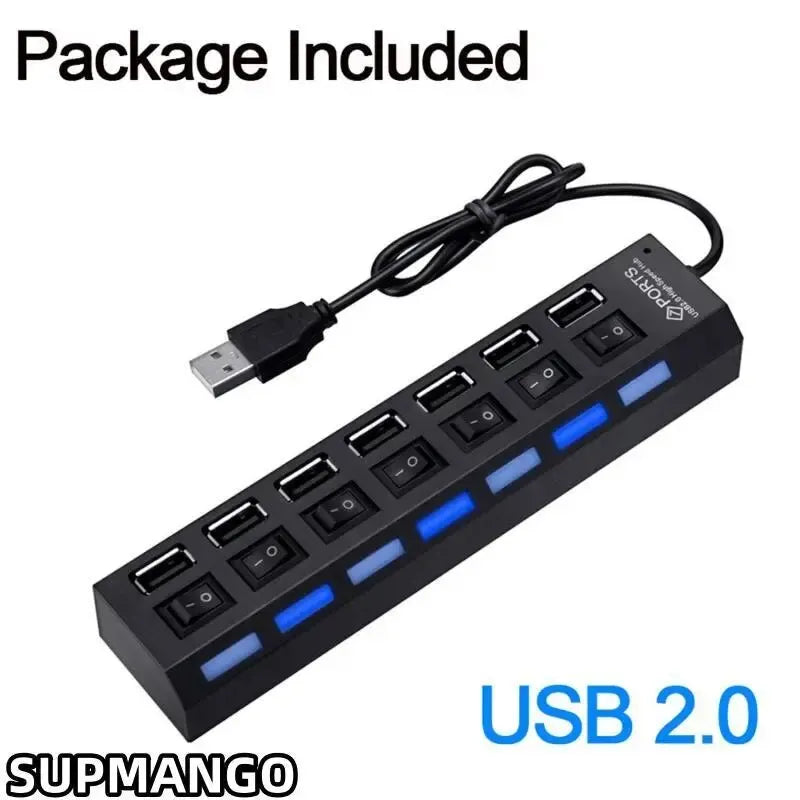 USB Hub Hub USB Adapter Multi Ports Use Power Adapter Extensor USB 2.0 PC Computer Accessories Switch USB For Laptop - ALPENZO