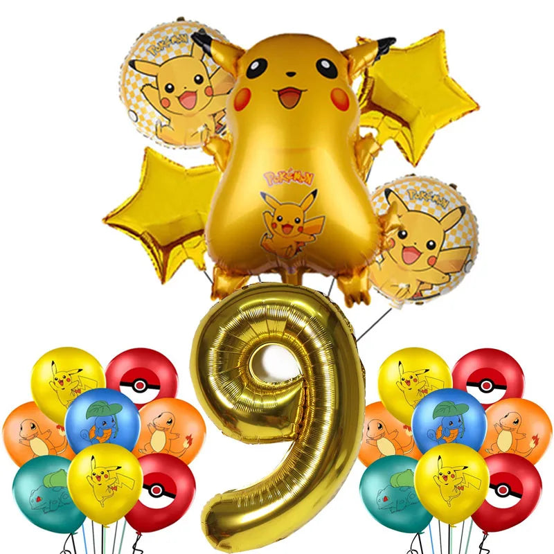 Cartoon Pikachu Theme Birthday Party Disposable Tableware Set Balloons Decorations Photo Props Background Pokemon Party Supplies ALPENZO