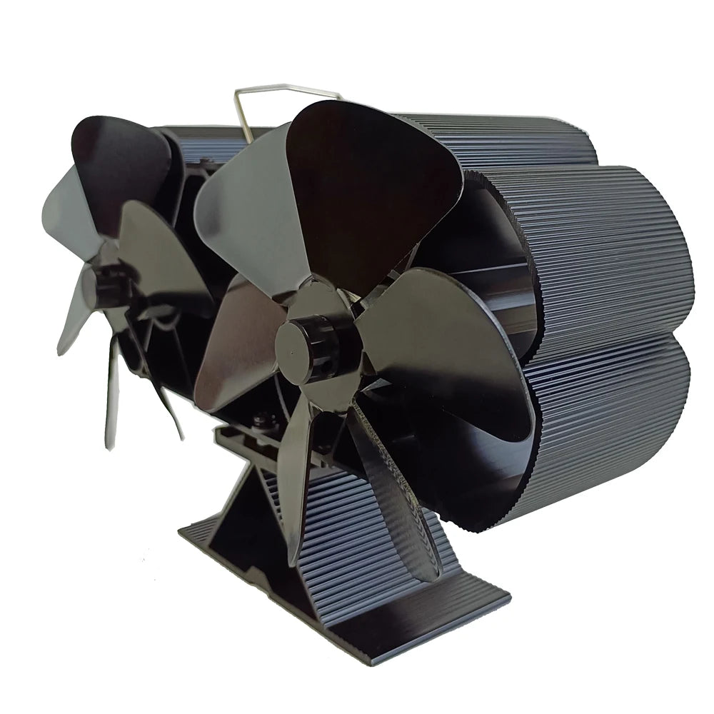 Wood Stove Fan Heat Powered Dual Silent Motors 6 Blades Non-Electric Heat Activated Fireplace Fan with Bracket and Magnetic Ther - ALPENZO