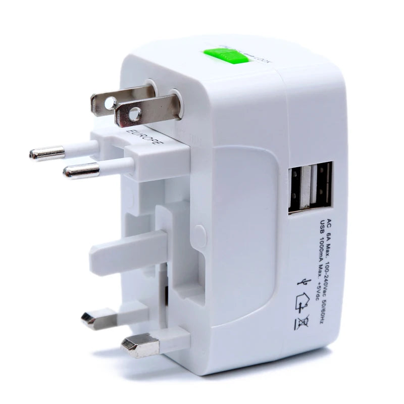 Power Plug, Global International All-in-One Travel Adapter Dual USB Charging Port For US EU UK Australia Universal Wall AC - ALPENZO