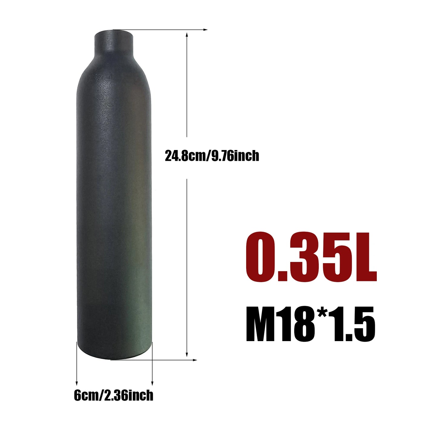Compressed Air Tank High Pressure Gas Cylinder CO2 Bottle Cylinder 0.25L 0.35L 0.5L 4500psi 30MPa 300bar M18*1.5 Diving Aquarium