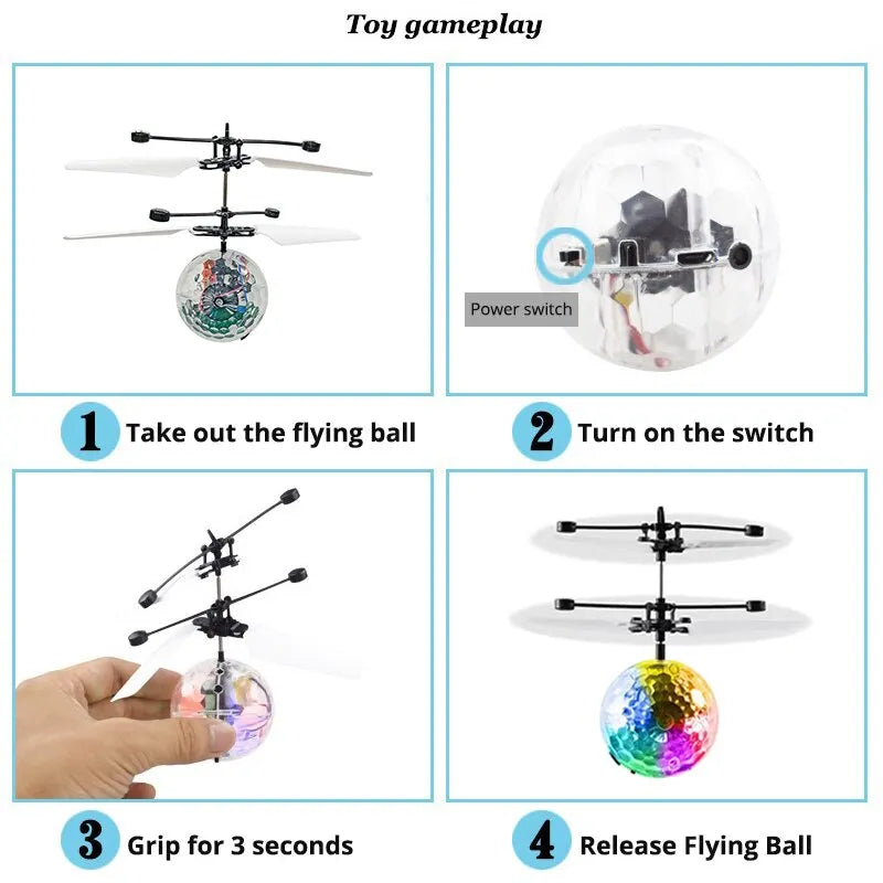 Led Light Suspension Crystal Ball Infrared Induction RC Gesture Control Colorful Glowing Toys Unique Gift for Kids ALPENZO