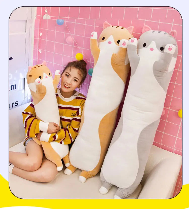 50-70cm Long Cat Plush Toys Cute Animal Cat Creative Long Soft Toys Office Break Nap Sleeping Pillow Stuffed Gift Doll For Kids ALPENZO