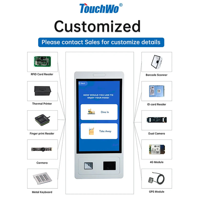 TouchWo 27 32 inch Windows/Android OS Capacitive Touch Screen Pc Touchscree Self Service Ticket/Payment/Ordering Kiosk - ALPENZO