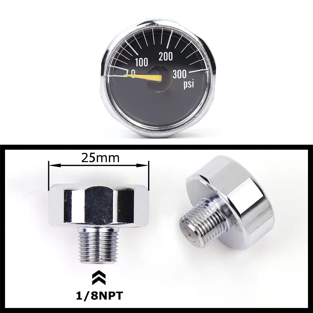 Air Mini Micro Pressure Gauge Manometre Manometer | Thread 1/8BSP(G1/8) 1/8NPT M10 M8 | 30PSI 300PSI 5000PSI 6000PSI 350BAR