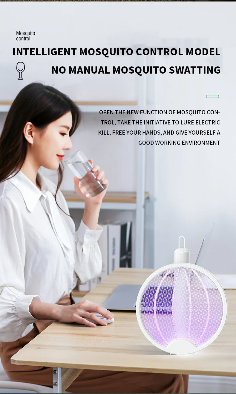 Clearance_Foldable Electric Mosquito Killer Fly Swatter Trap USB Rechargeable Mosquito Racket Insect Killer with UV Light Bug Za - ALPENZO
