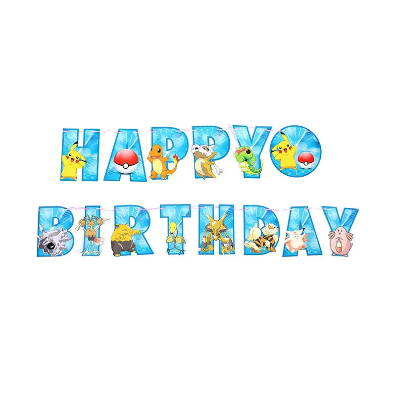 Cartoon Pikachu Theme Birthday Party Disposable Tableware Set Balloons Decorations Photo Props Background Pokemon Party Supplies ALPENZO