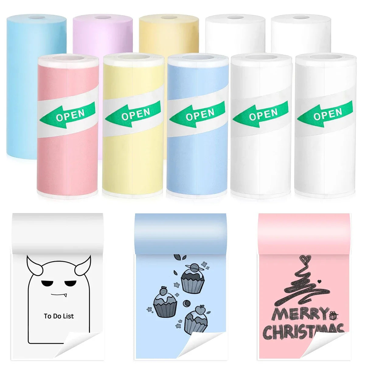 Thermal Printer Paper Rolls for Mini 10 Rolls 2.2in x 19ft Pocket Printer White Colors Sticky Receipt Paper Rolls POS Papers ALPENZO