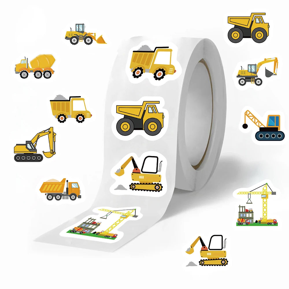 500Pcs Construction Vehicle Sticker Roll For Kids Reward Encourage Sticker For Labels Thank You Sticker Kids Toys ALPENZO
