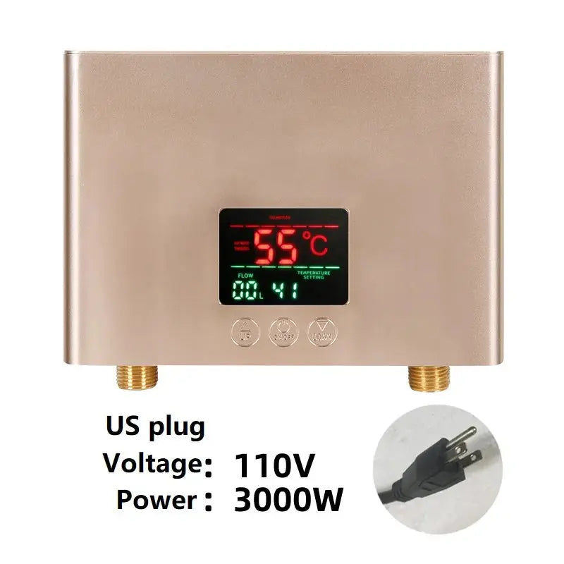 110V/220V Instant Water Heater 3000W/5500W Wall-Mounted Electric Heaters for Bathroom Hot Water Shower and Home Kitchen Heating - ALPENZO