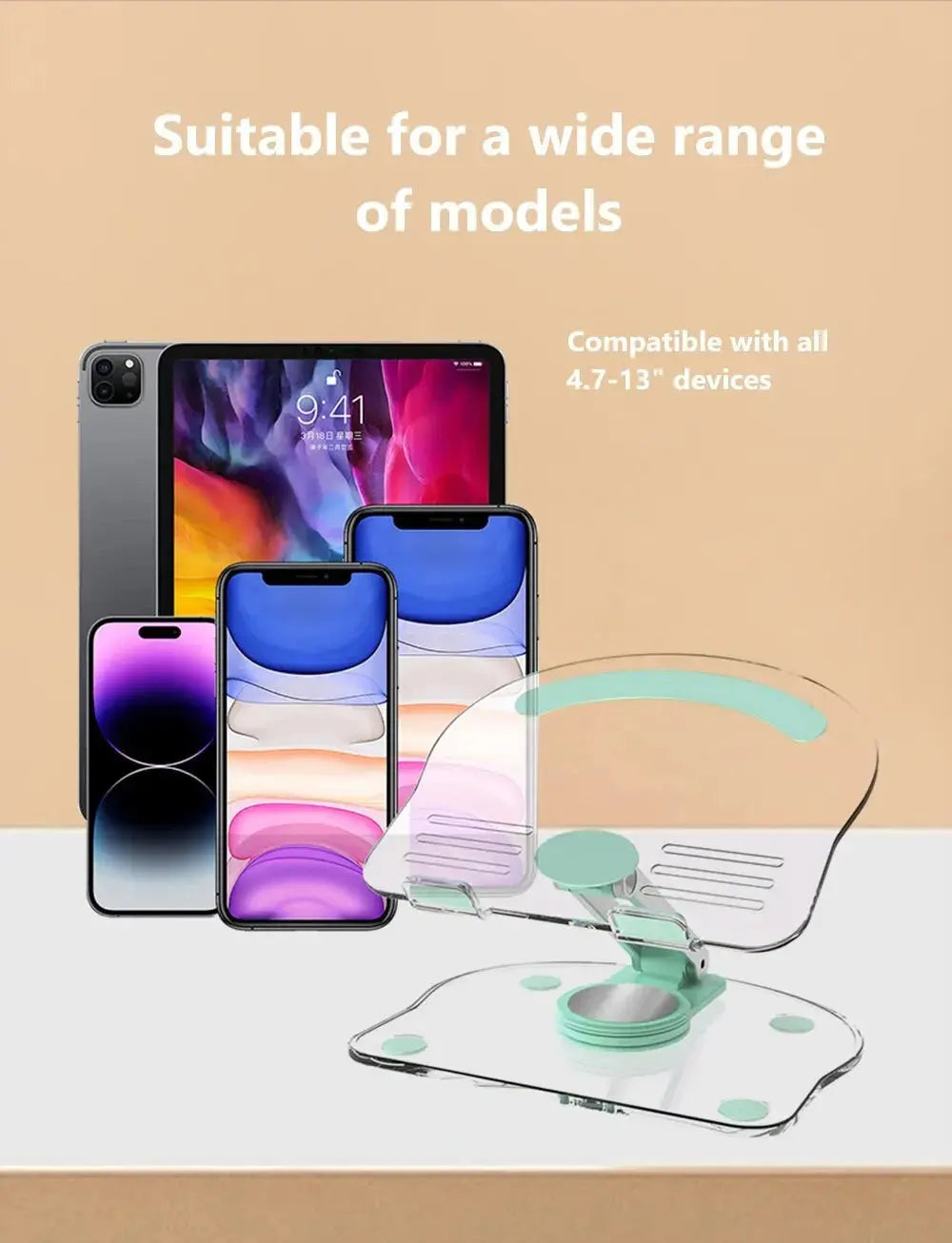 Transparent Rotating Stand Acrylic Plate Desktop Mobile Phone Tablet Universal Live Folding Adjustment Computer Support Stand - ALPENZO