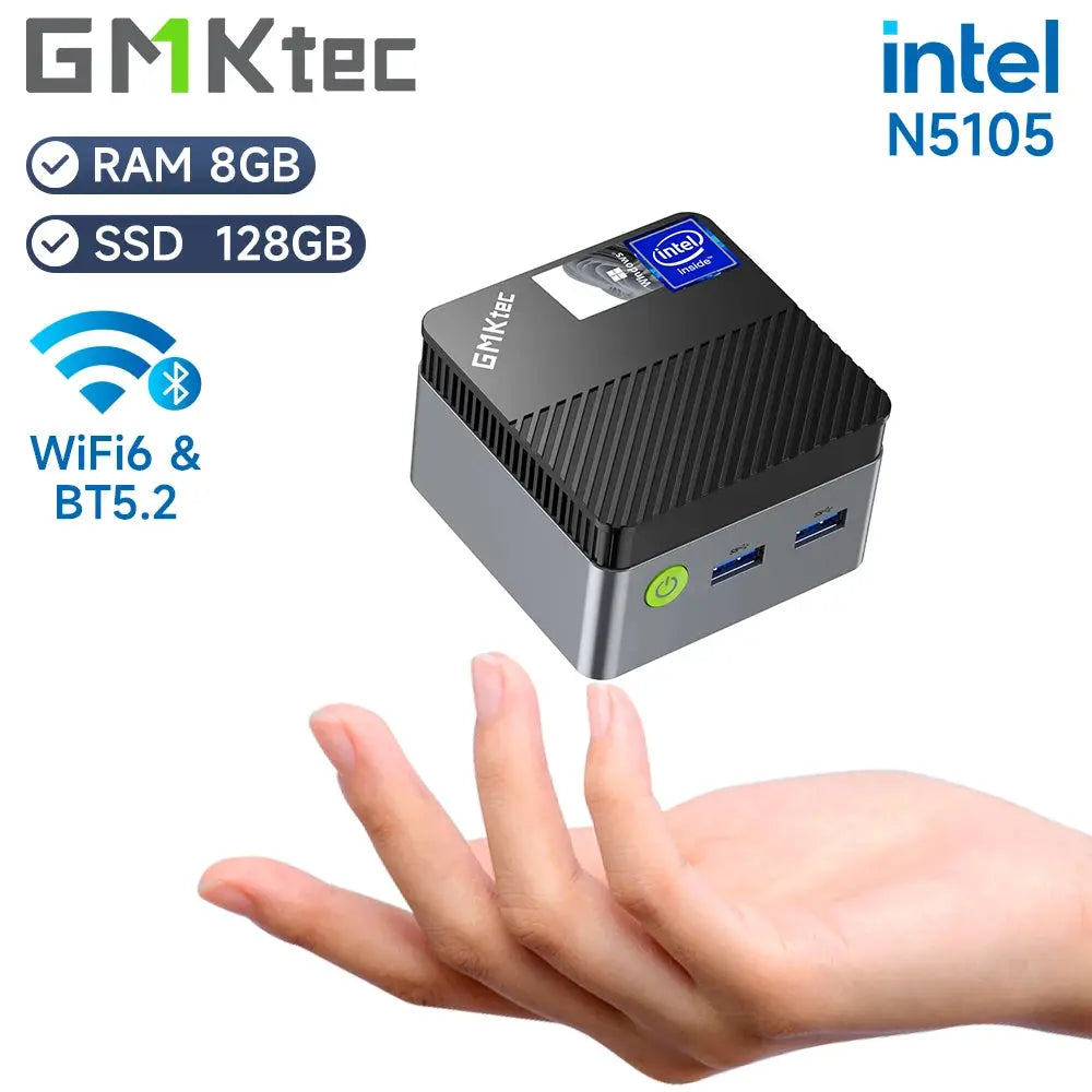 GMKtec KB5 Mini PC Intel Celeron N5105 Windows 11 Pro 4K Mini PC DDR4 8GB RAM 128GB ROM WiFi5 BT4.2 Desktop Computer Work - ALPENZO
