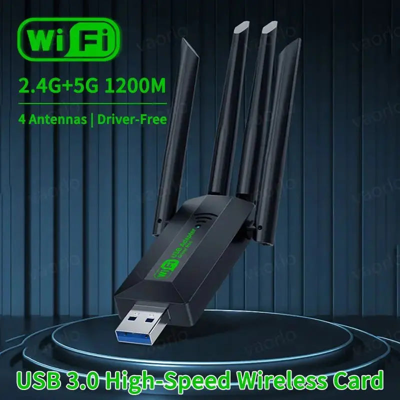 Original 4 Antennas 1200Mbps WiFi USB 3.0 Adapter 2.4G/5GHZ Dual Band WiFi Dongle Wireless Network Card 802.11AX For Win 10/11 - ALPENZO