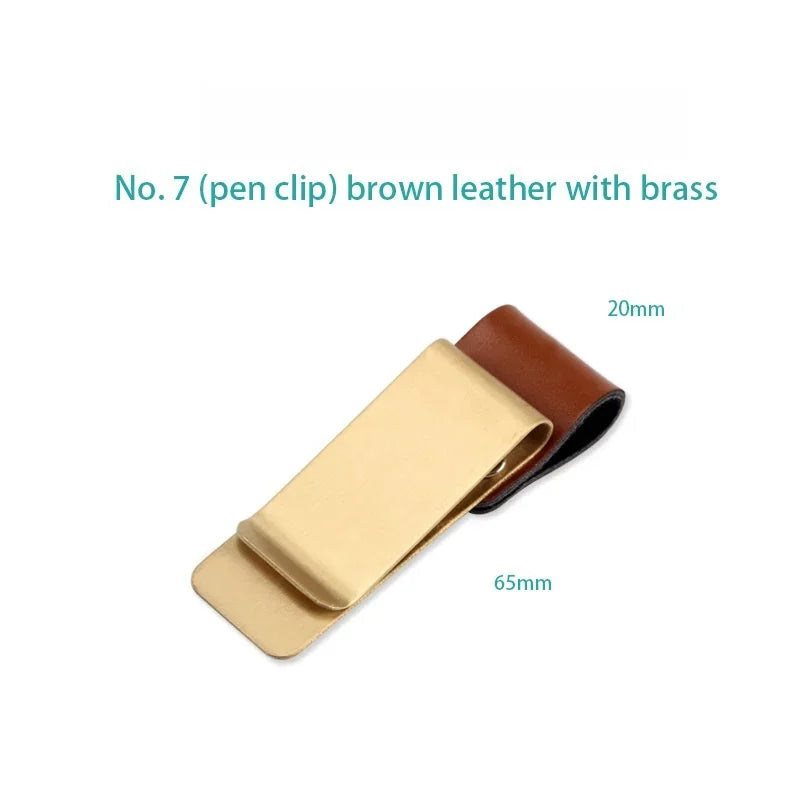 Vintage Brass Notebook Metal Pen Clips PU Leather Pen Holder Loose Leaf Dairy Memo Clip Bookmarks Journal Planner Pencil Holder ALPENZO