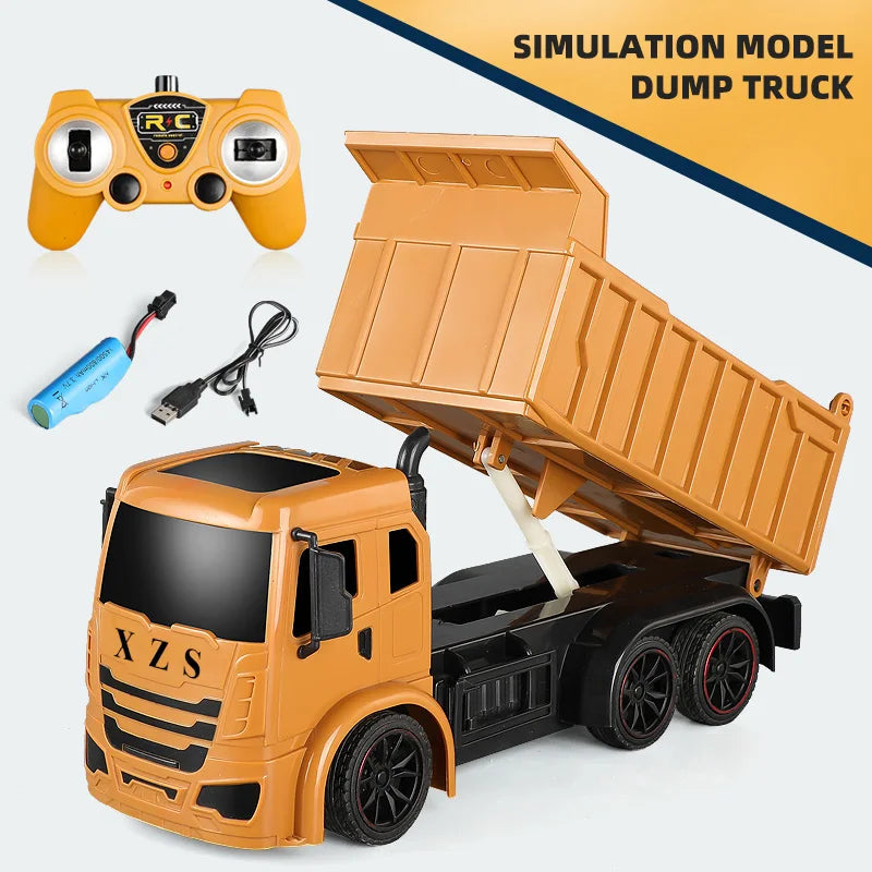 RC Excavator Dumper Car 2.4G Remote Control Engineering Vehicle Crawler Truck Bulldozer Toys for Boys Kids Christmas Gifts ALPENZO