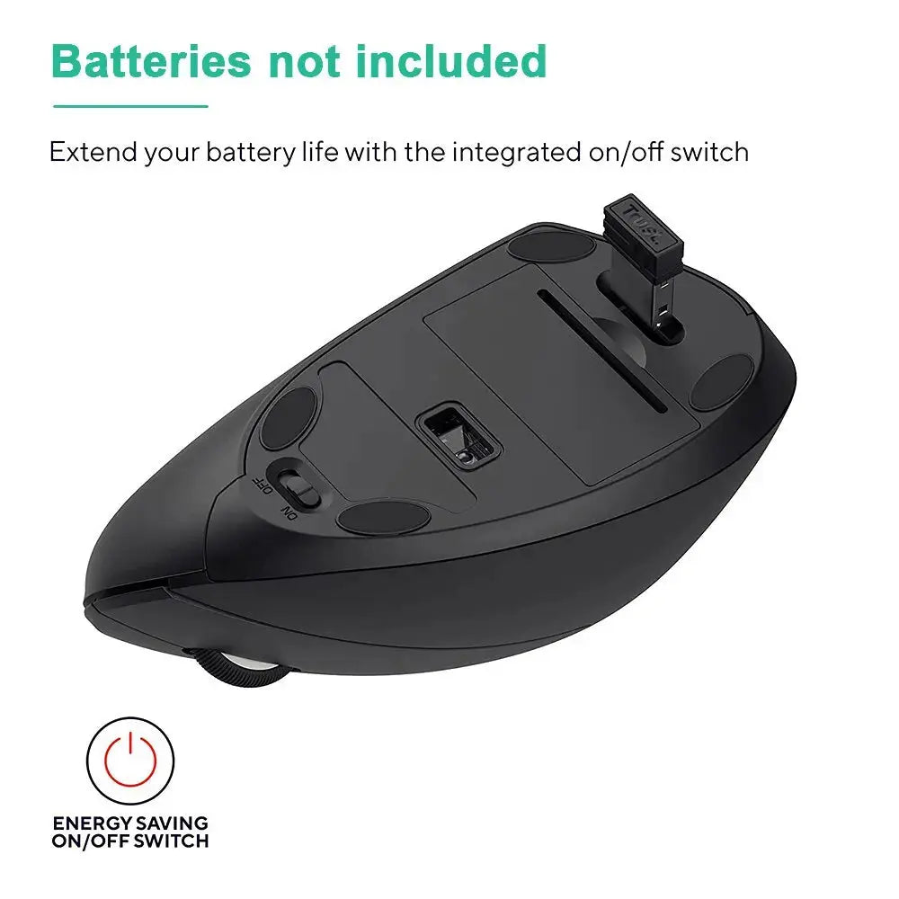 Vertical Mouse Ergonomic 2.4GHz Wireless Optical Mice 3 Adjustable DPI 800/1200/1600 6 Buttons for Laptop PC Computer Desktop - ALPENZO