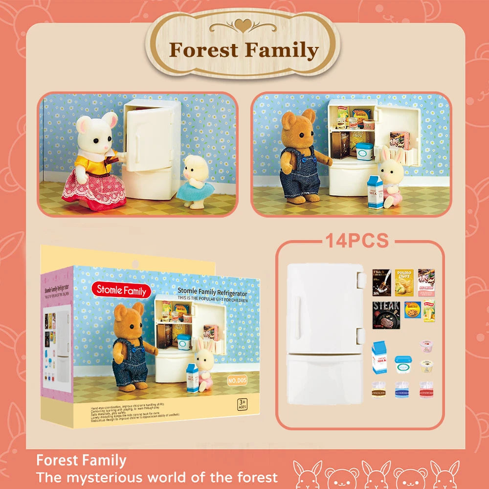 1:12 Miniature Furniture Forest Family Kitchen Toy Dining Table Dollhouse Accessories Bathroom Pretend Play For Girl Gifts Toys ALPENZO