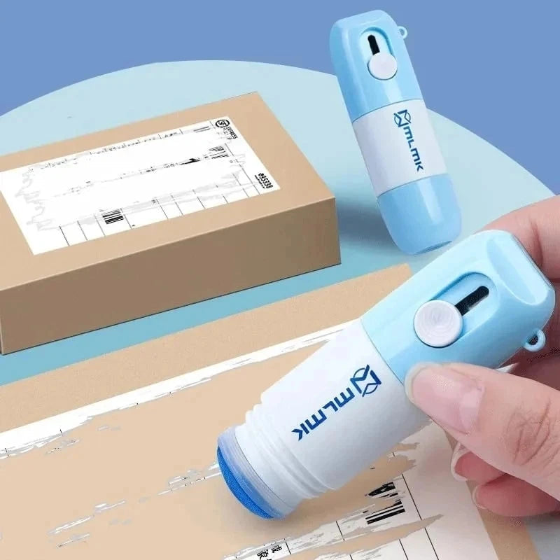 Retractable Box Opener Thermal Paper Correction Fluid With Unboxing Knife Privacy ID Information Blackout Theft Protection Stamp ALPENZO