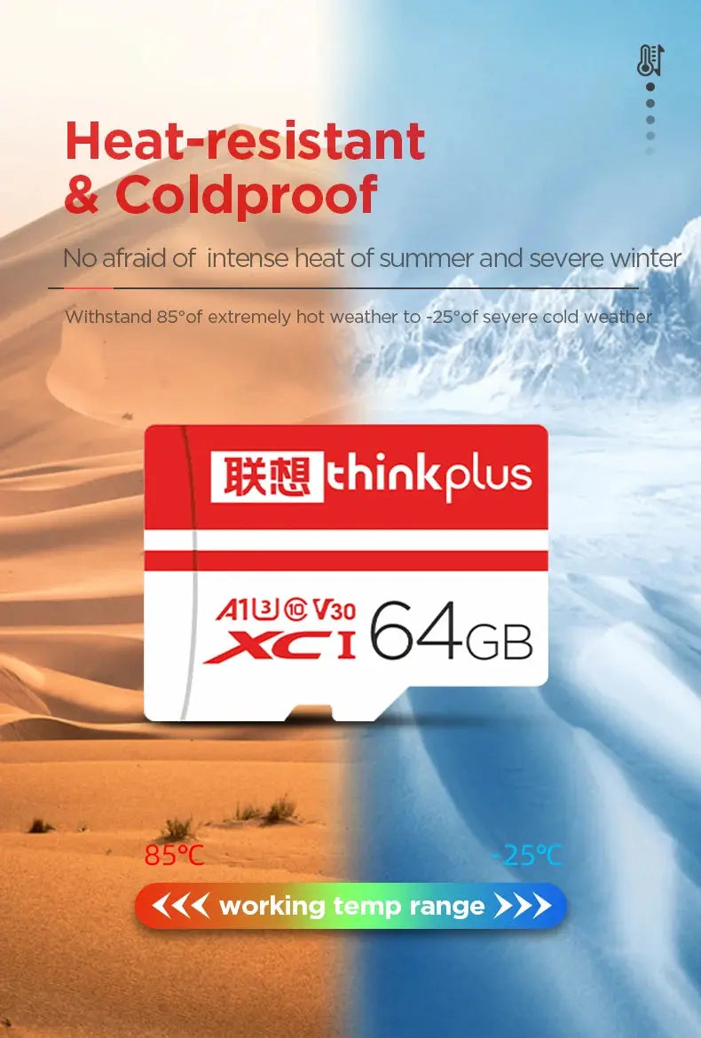 thinkplus Mini SD Card Class 10 TF Flash Card 32GB-256G Memory Card For Mobile Phone PC Speaker HD Camera Game Switch for Lenovo - ALPENZO