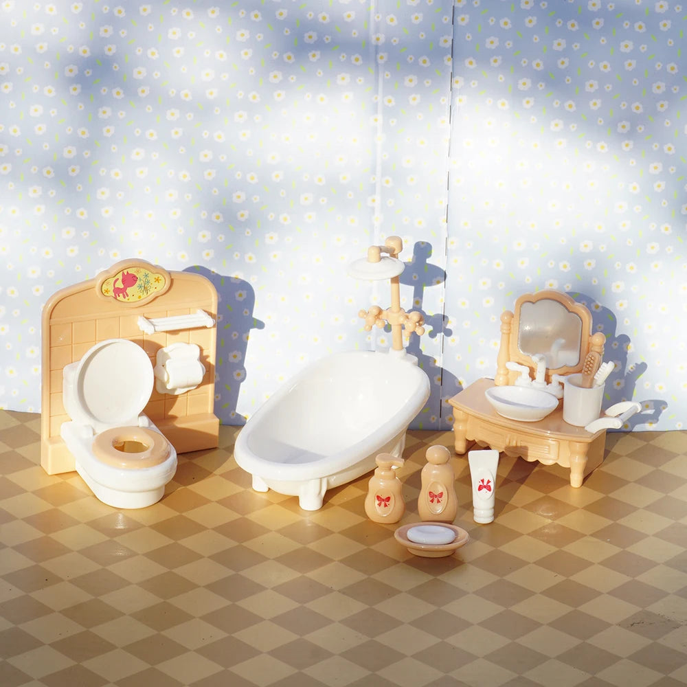 24Pcs Style Brown Miniature DollhouseFurniture Accessory Kids Toy Cute Kawaii Pink Kitchen Cooking Things For Girl Gifts ALPENZO
