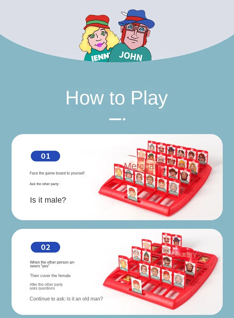 Guess Who I Am Puzzle Game Two Person Interactive Portable Tray Puzzle Board Game Suitable for Children ALPENZO
