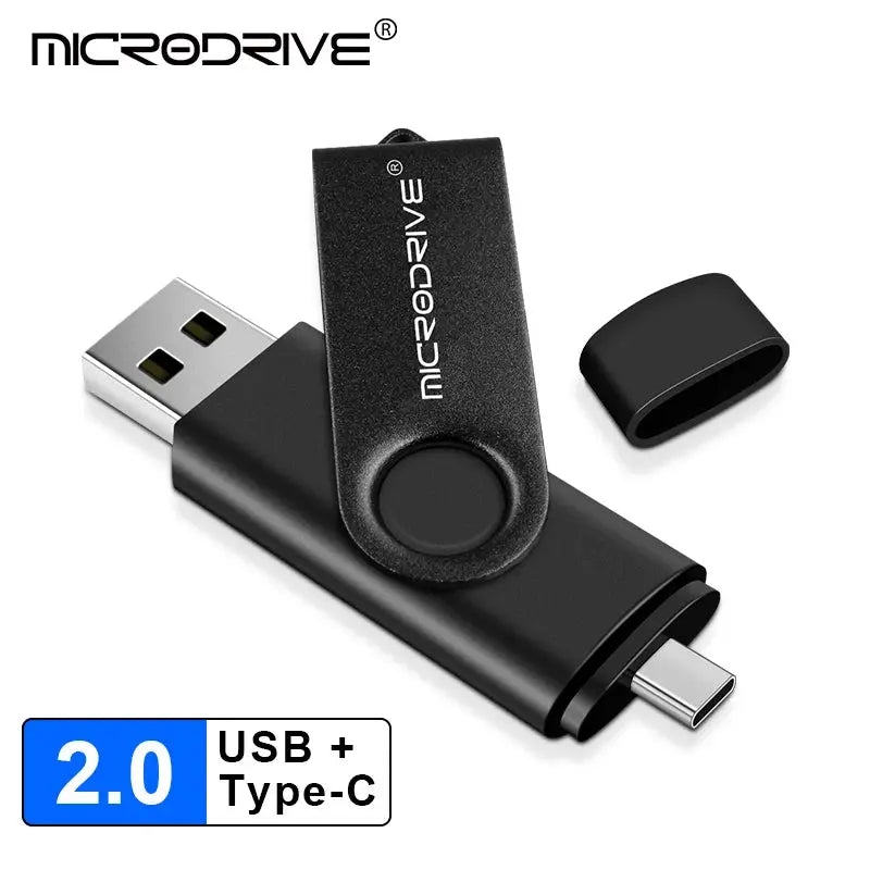 Metal USB Flash Drive 128GB 64GB 32GB High Speed 16GB 8GB Pen Drive Smart Phone OTG 2 IN 1 Memoria Usb Stick Type C Usb 2.0 - ALPENZO