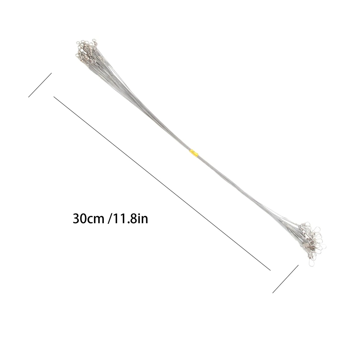 20PCS Sliver Anti Bite Steel Fishing Line Steel Wire Leader With Swivel Fishing Accessory Lead Core Leash Fishing Wire 15CM-30CM