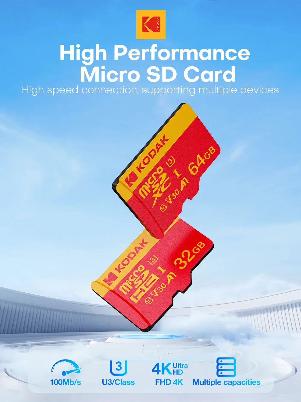 KODAK MicroSD Card Memory Card 32GB 64GB Special For Driving Recorder 128GB 4K High Speed Flash Memory TF Flash Cards for Camera - ALPENZO