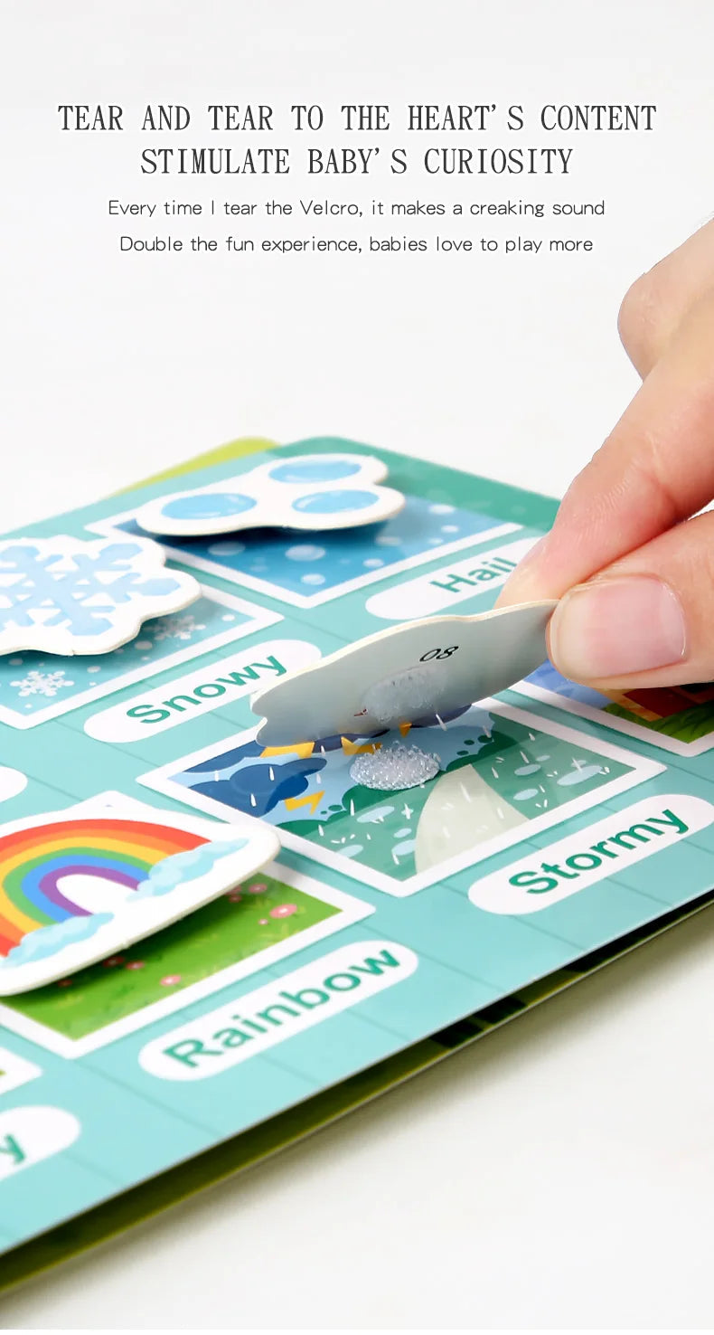New Montessori Scene Stickers for Children DIY Hand-on Puzzle Reusable Books Cartoon Learning Cognition Toys for Kids Gift ALPENZO