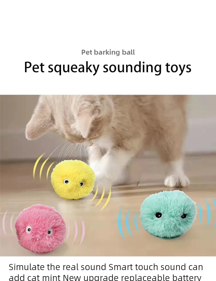 Interactive Ball Smart Cat Toys Plush Electric Catnip Training Toy Kitten Touch Sounding Pet Product Squeak Toy Ball - ALPENZO