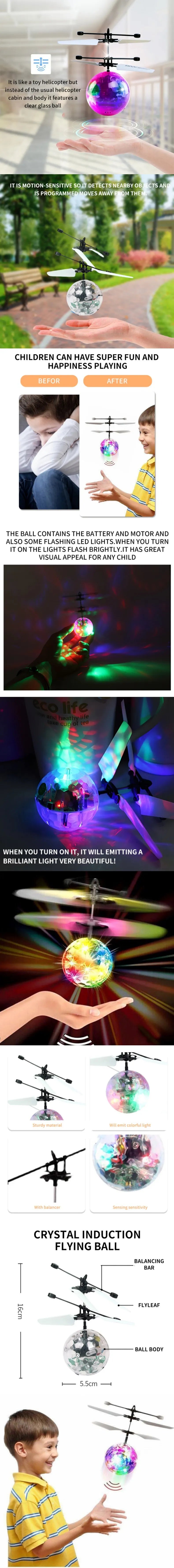 LED Flying Ball Infrared Induction Aircraft Gesture Control Toys Luminous Flight Balls Electronic Colorful Light Mini Helicopter ALPENZO