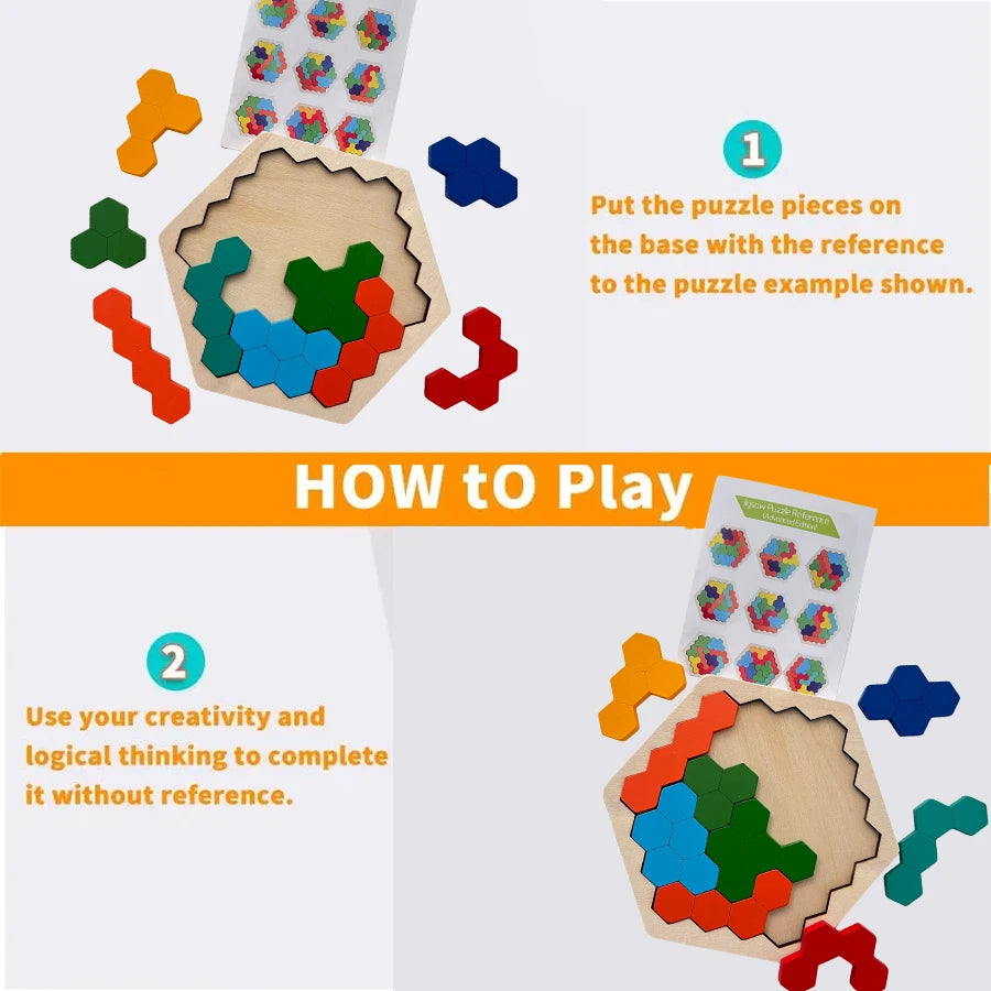 Wooden Tangram Jigsaw DIY Puzzle Kids Learning Educational Toys for Children Thinking Training Wood Toy Puzzles Montessori Games ALPENZO