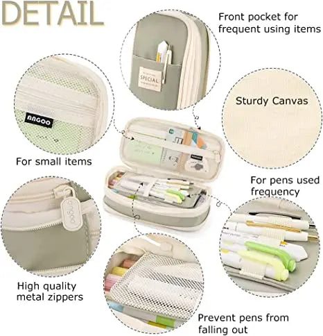 Kawaii Pencil Case Large Capacity Pen Bag Double Layer for Students Pouch Holder Box Office Stationery Back to School Supplies ALPENZO
