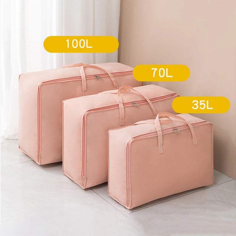 Large Capacity Clothes Storage Bag Waterproof Cabinet Wardrobe Organizer Quilt Pillow Blanket Organizer Dustproof Bedding Storag
