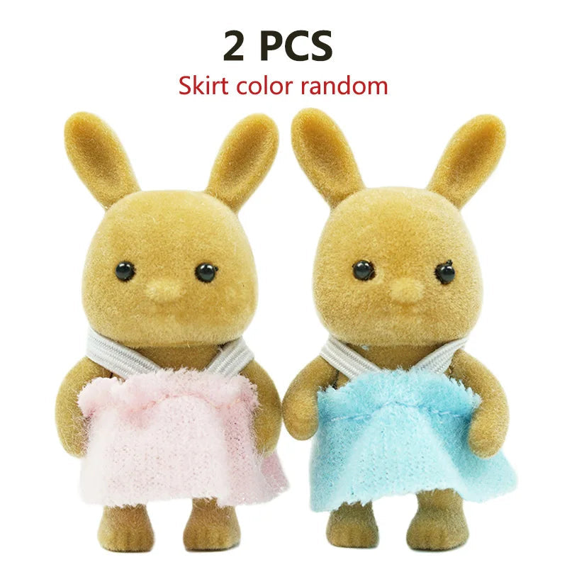 Rabbit Doll 1/12 Micro Dollhouse Reindeer Sheep Elephant Squirrel Family Kitchen Toy Miniature Furniture Set Girl Toy Gift ALPENZO