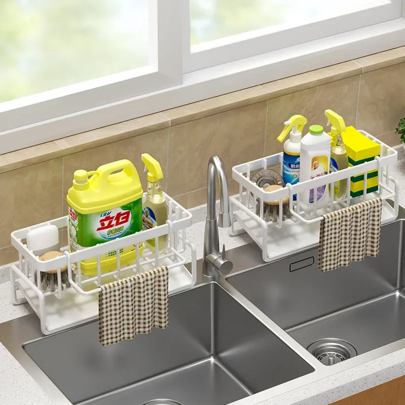 Kitchen Shelf Rag Storage Drainage Shelf No-Punch Storage Rack Home Spice Rack Sink Tap Sink Drainage Rack Kitchen Accessories - ALPENZO
