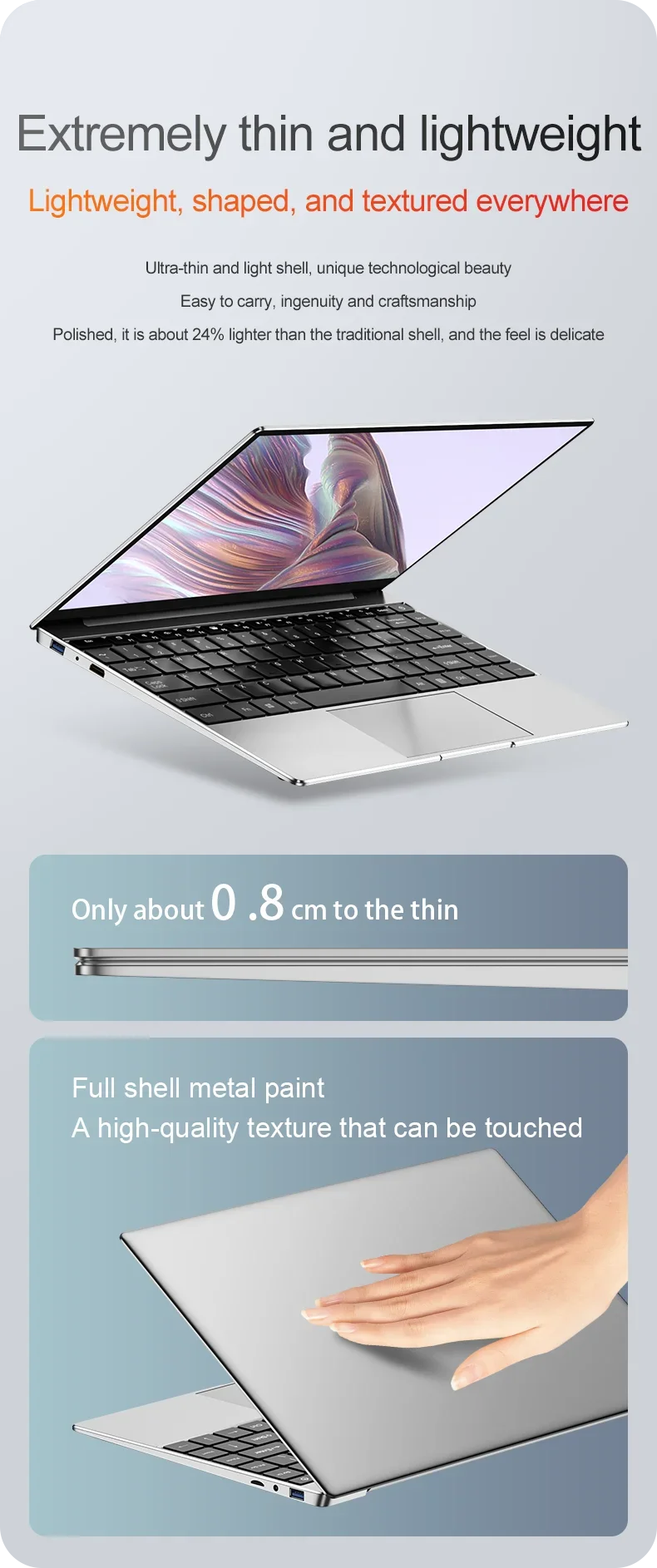 Ultra Slim Laptop 14.1" 16GB RAM 2TB SSD Intel N3700 Notebook Gamer 1920*1080 Display Office Study Computer PC Windows 11 Pro - ALPENZO
