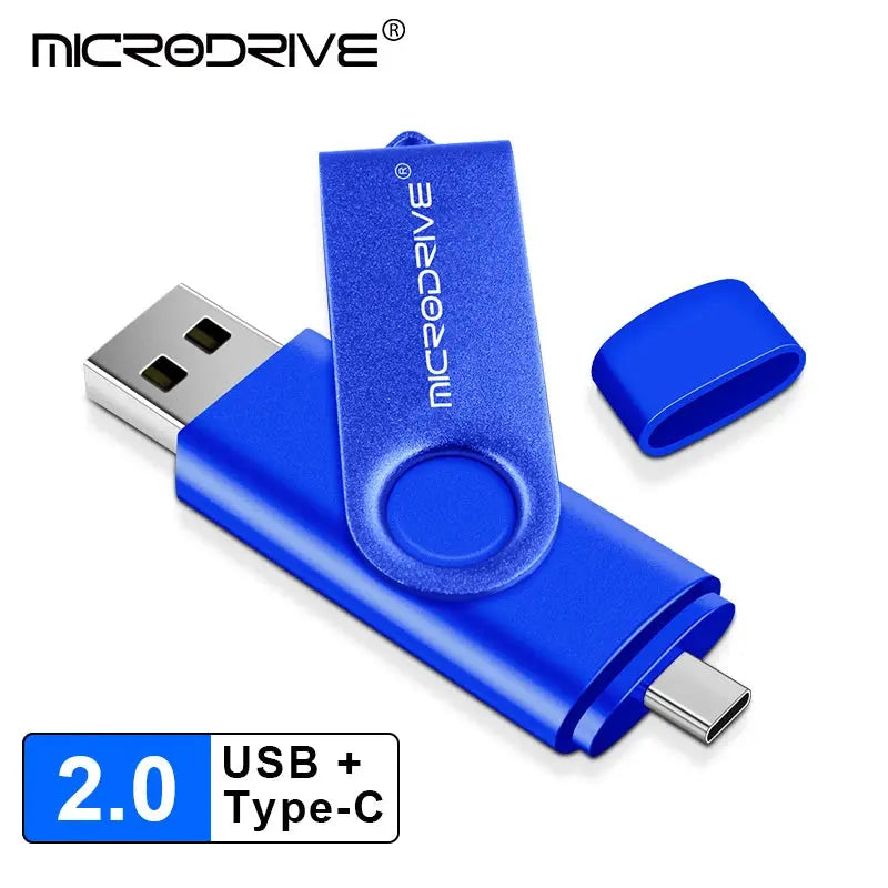 Metal USB Flash Drive 128GB 64GB 32GB High Speed 16GB 8GB Pen Drive Smart Phone OTG 2 IN 1 Memoria Usb Stick Type C Usb 2.0 - ALPENZO