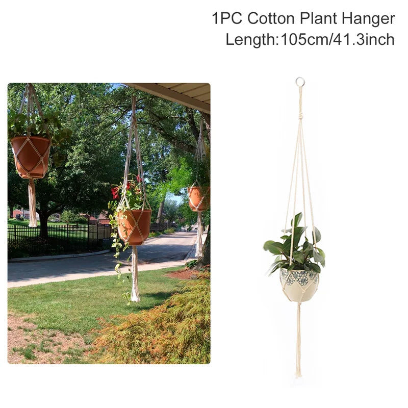 Hanging Plant Handmade Macrame Plant Hanger Flower Pot Planter Hanger Wall Decor Courtyard Garden Hanging Planter Hanging Basket - ALPENZO