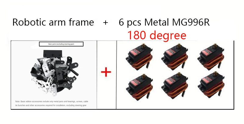 360 Degrees 6 DOF Robot Metal Alloy Mechanical Arm Claw Kit MG996R for Arduino Robotics Kit Educational Ps2 Programmable Toys ALPENZO