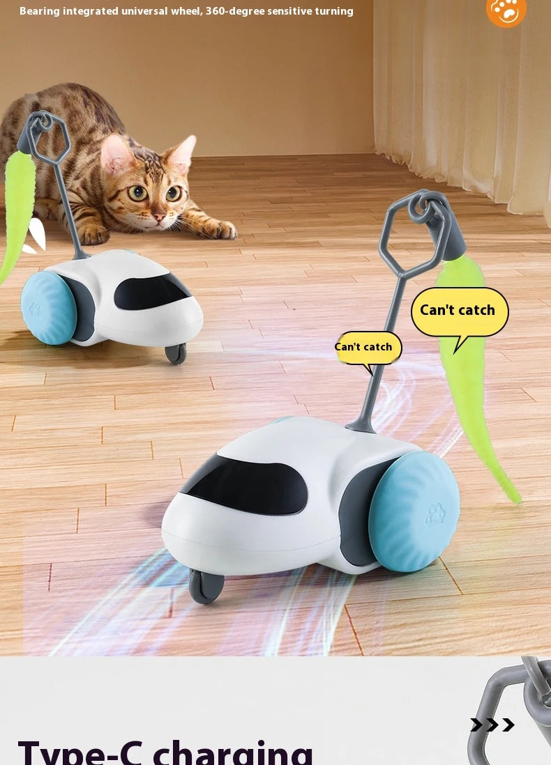 Smart Interactive Cat Toy Car Auto-Running Pet Vehicle with Obstacle Detection Durable for Indoor Cats Play - ALPENZO