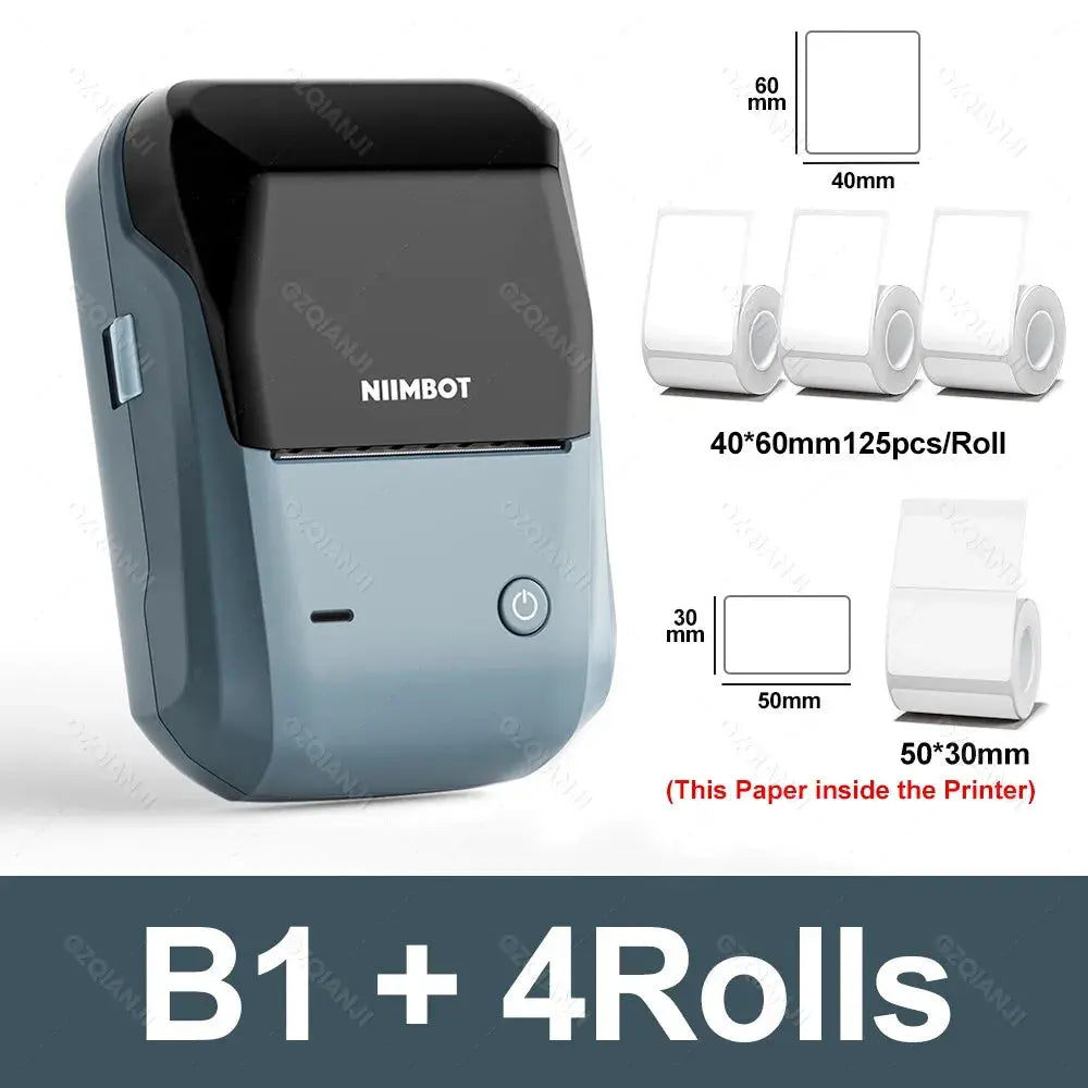 NIIMBOT B1 Portable Thermal Printer With Tapes 2 Inch Adhesive Label Machine Mini Bluetooth Sticker Maker Waterproof Labels Roll - ALPENZO