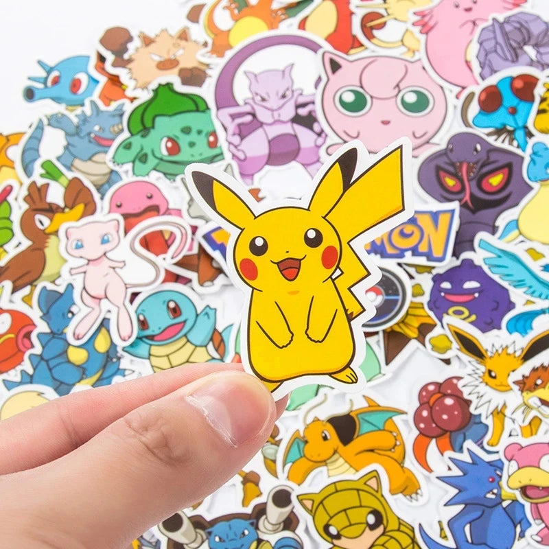 50/100Pcs Kawaii Pikachu Pokemon Stickers Motorcycle Phone Car Skateboard Laptop Decal Sticker Waterproof Classic Kid Toy ALPENZO
