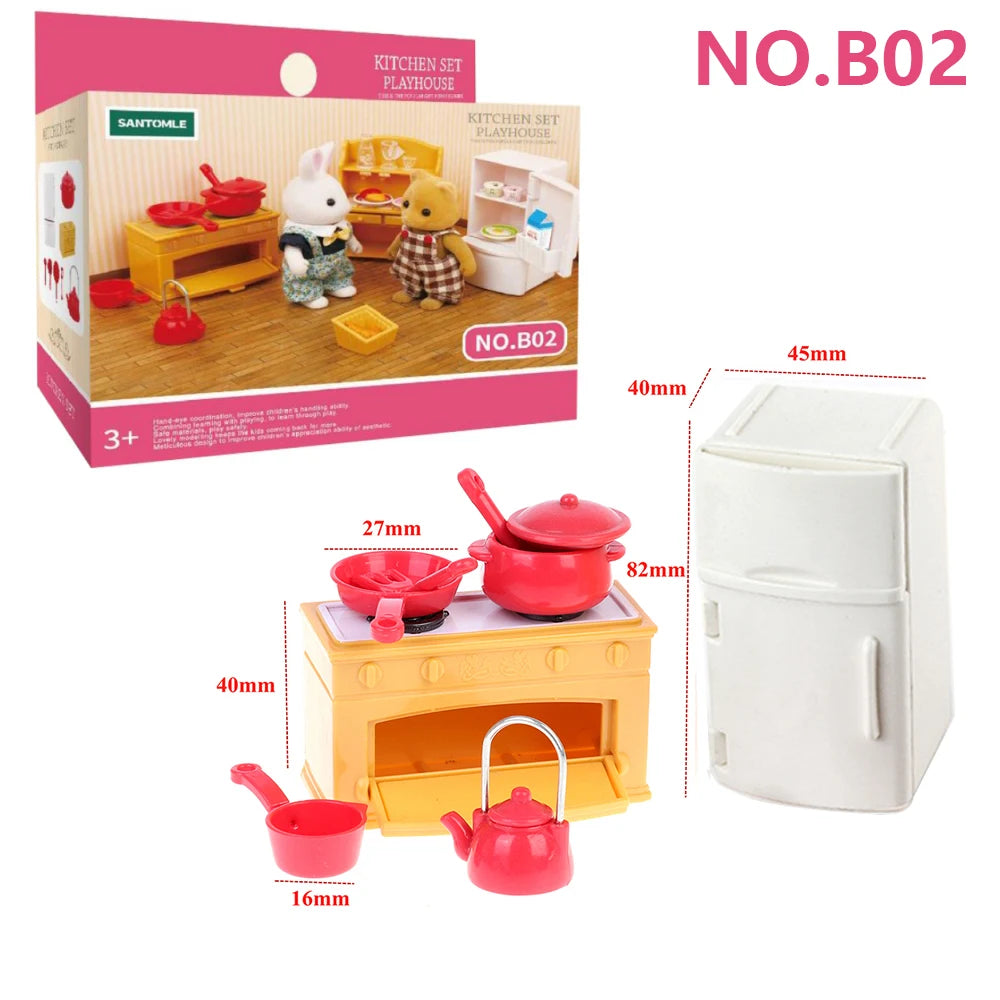 Forest Animal Family Dollhouse Furniture 1/12 Miniature Toys Girl Dolls Accessories Bedroom Bathroom Dollhouse Kit For Dolls ALPENZO