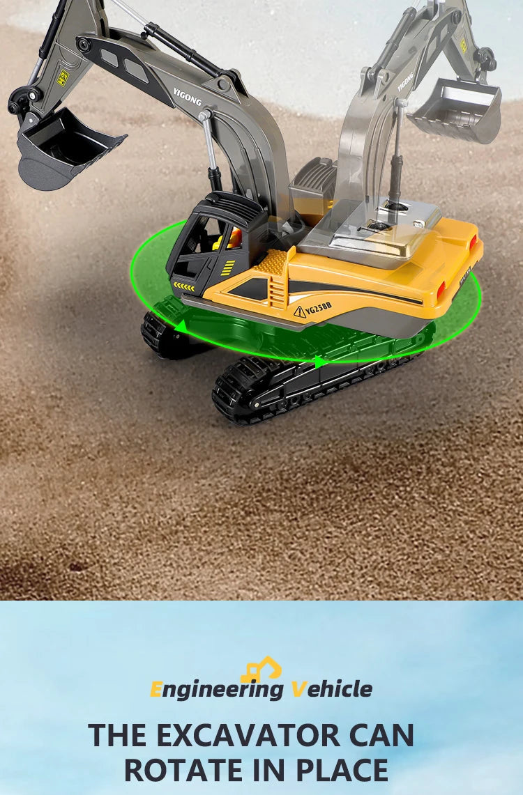 RC Excavator Dumper Car 2.4G Remote Control Engineering Vehicle Crawler Truck Bulldozer Toys for Boys Kids Christmas Gifts ALPENZO