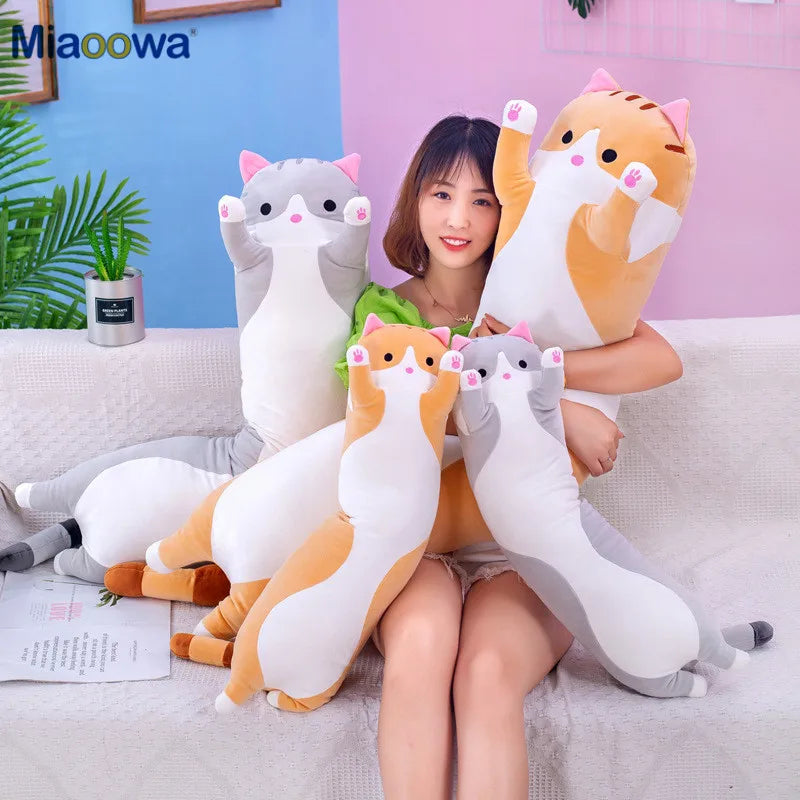 50/70cm Cute Soft Long Cat Plush Toys Stuffed Pause Office Nap Pillow Bed Sleep Home Decor Gift Doll for Kids Girl ALPENZO