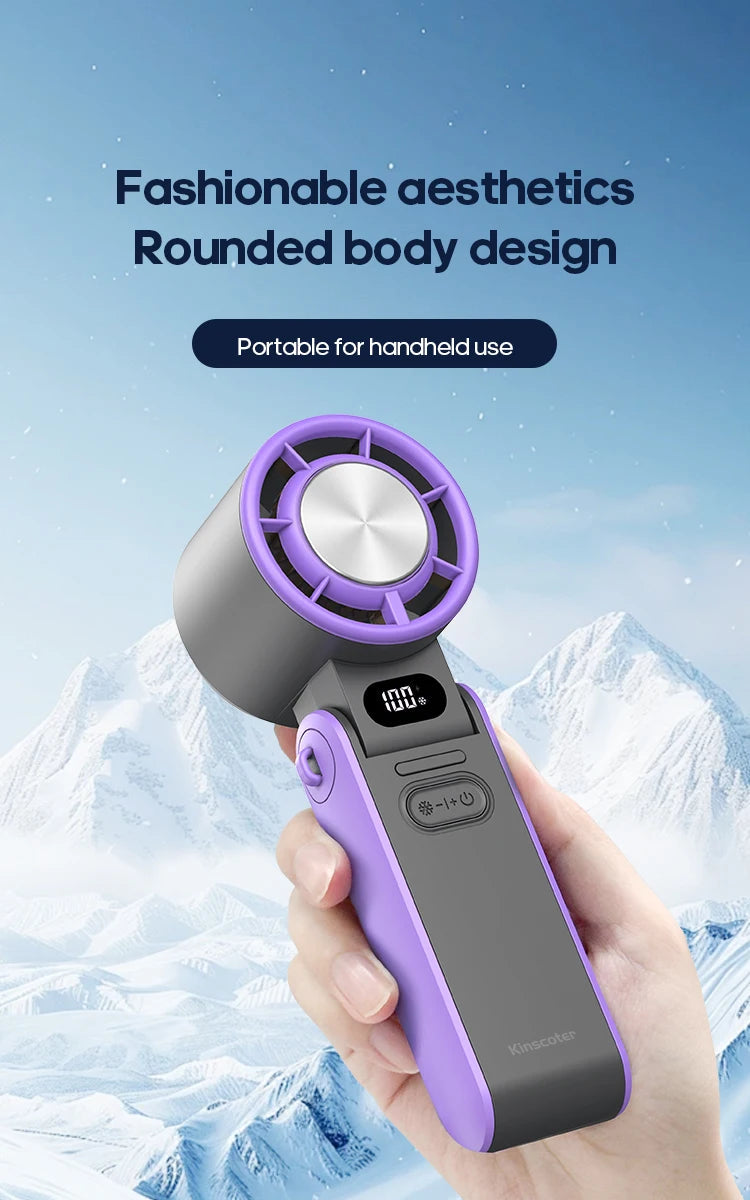 KINSCOTER Outdoor Foldable Portable Handheld Fan Mini Cooling Rechargeable 3600mAh 100-level Free Control High Speed Turbo Fan ALPENZO