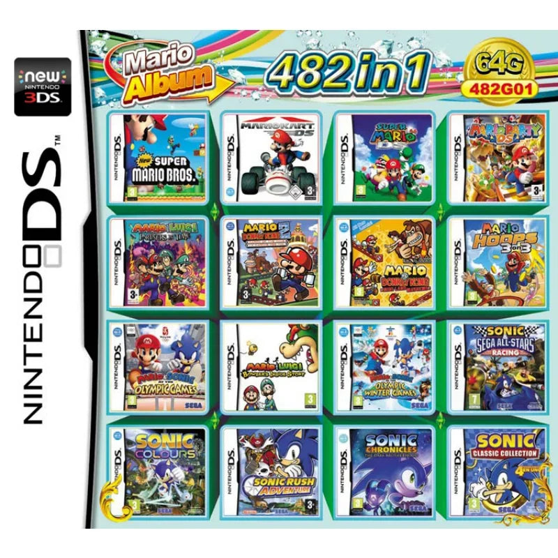 Factory Direct 3DS NDS 208 IN1 Game Card Combo Card 510 IN1 NDS Combo Card NDS Cassette 482 IN1 23 IN1 Classic Game Gift ALPENZO